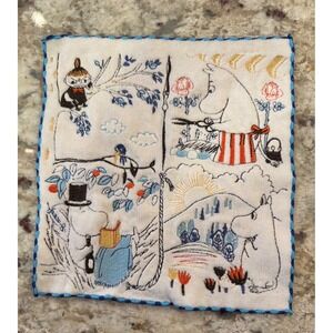 Vintage Moomin Characters Handkerchief Embroidered Marushin Japan